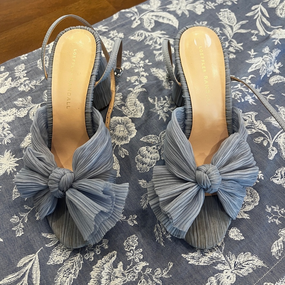 Loeffler Randall Blue Pleated Bow Heels